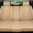 thumbnail image 2 of Car Seat Cover for Kia Optima 2002-2020: Car Seat Covers Full Set Waterproof Faux Leather Seat Cover Cushion Protector (Beige), 2 of 7