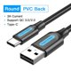 thumbnail image 3 of Cable USB tipo C Vention para Samsung Poco S21, carga rápida 3A, cable de datos USB C para Xiaomi Redmi Note 8, cable tipo C, 3 of 5