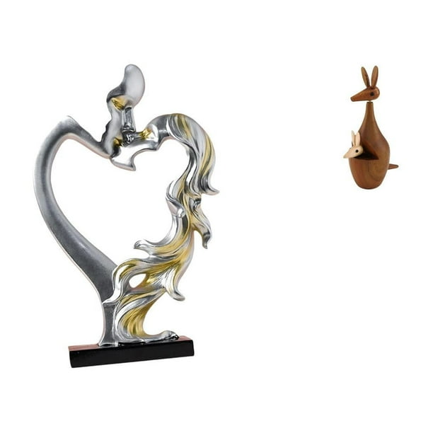 Figura De Pareja Besándose, Estatua Coleccionable, Adorno De Escritorio Para Dormitorio, Boda, Estantería, Armario, Decoración Del Hogar, Recuerdo De Fiesta, Escultura De Madera Divertida