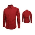 thumbnail image 3 of NOLDARES Men's Long Sleeve Shirts Casual Button Up Shirts for Men Dress Shirt Slim Fit Wrinkle Free Dress Shirts(Red,L), 3 of 3