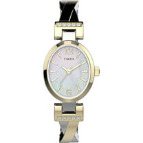 Timex Women's Stretch Bangle Two-Tone/MOP 21mm Dress Watch, Expansion Band