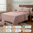 thumbnail image 4 of Casa Platino 4 Piece Flannel Sheet Set 100% Cotton Deep Pocket Bed Sheets, Cal King Size Sepia Rose, 4 of 8