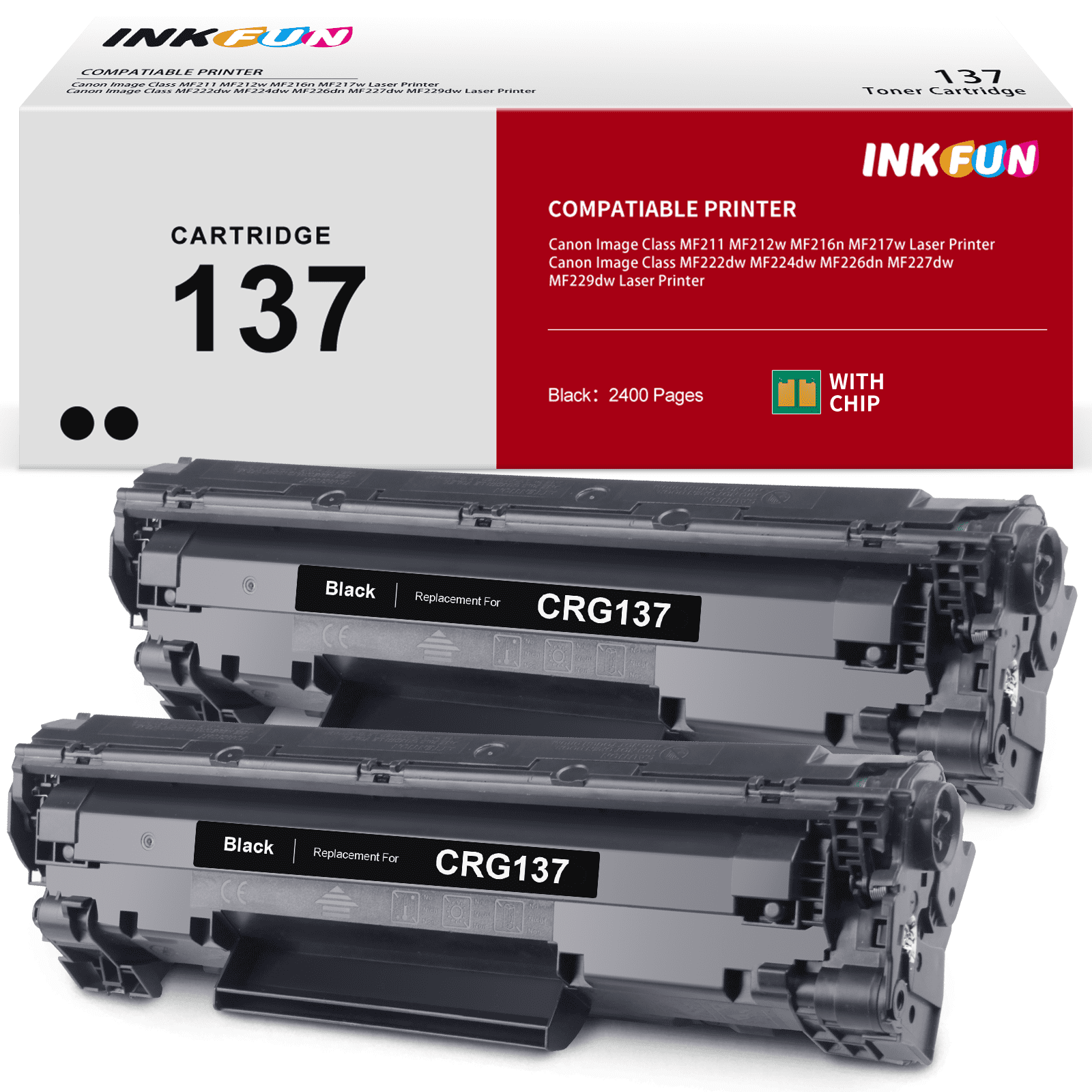Canon 137 CRG137 Toner Cartridges, 2 Black, for imageCLASS