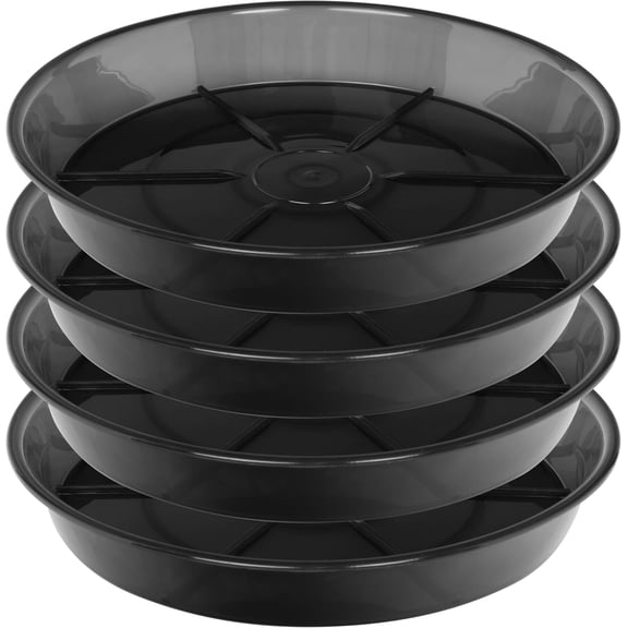 Plant Saucer 18 Inch 4 Pack 10 14 16 18 Large Plant Trays for Pots Heavy Duty Round Plastic Plant Saucers for Indoors Outdoors, Flower Pot No Holes Plant Drip Trays