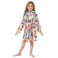 thumbnail image 6 of FORMRS Niños Bathrobe Unisex Hooded Robe Soft Plush Pajamas Sleepwear, Size 10-12T, White Colorful Circles, 6 of 7