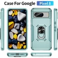 thumbnail image 2 of KOMI for Google Pixel 8 Case with Screen Protector, Built in 360°Adjustable Ring Kickstand Military Protective Armor ShockProof Cover - Green, 2 of 9