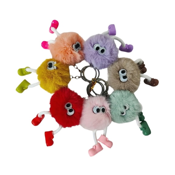 Fluffy Plush Pom Keychain Colorful Creative Bag Charm Colorful Key Accessory for Party Favors Unique Birthday Gift for Women Men and Teens 1 Piece
