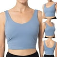thumbnail image 4 of Women Summer Tops Fashion Women Sleeveless Casual Vest Ladies Chest pad movement Short Tank Tops Bras Small Crop Small Casual Top for Juniors Crop Top for Tween Cute Women's Blouse Camisole Blue S, 4 of 6