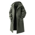 thumbnail image 2 of YLSDY Men’s Long Windbreaker With Hood Winter Lightweight Casual Fashion Jackets Outdoor Hiking Trench Coat for Men Army Green XXXL, 2 of 4