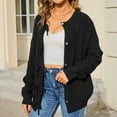 thumbnail image 5 of Ounisa Women's Tops Tie Front Bow Cardigan Sweaters Chunky Knit Long Puff Sleeve Trendy Fall Winter Jacket Coats Outerwear, 5 of 8