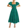 thumbnail image 1 of Vestido PRETTYGARDEN Midi Verde Oscuro con Mangas Abullonadas, 1 of 8