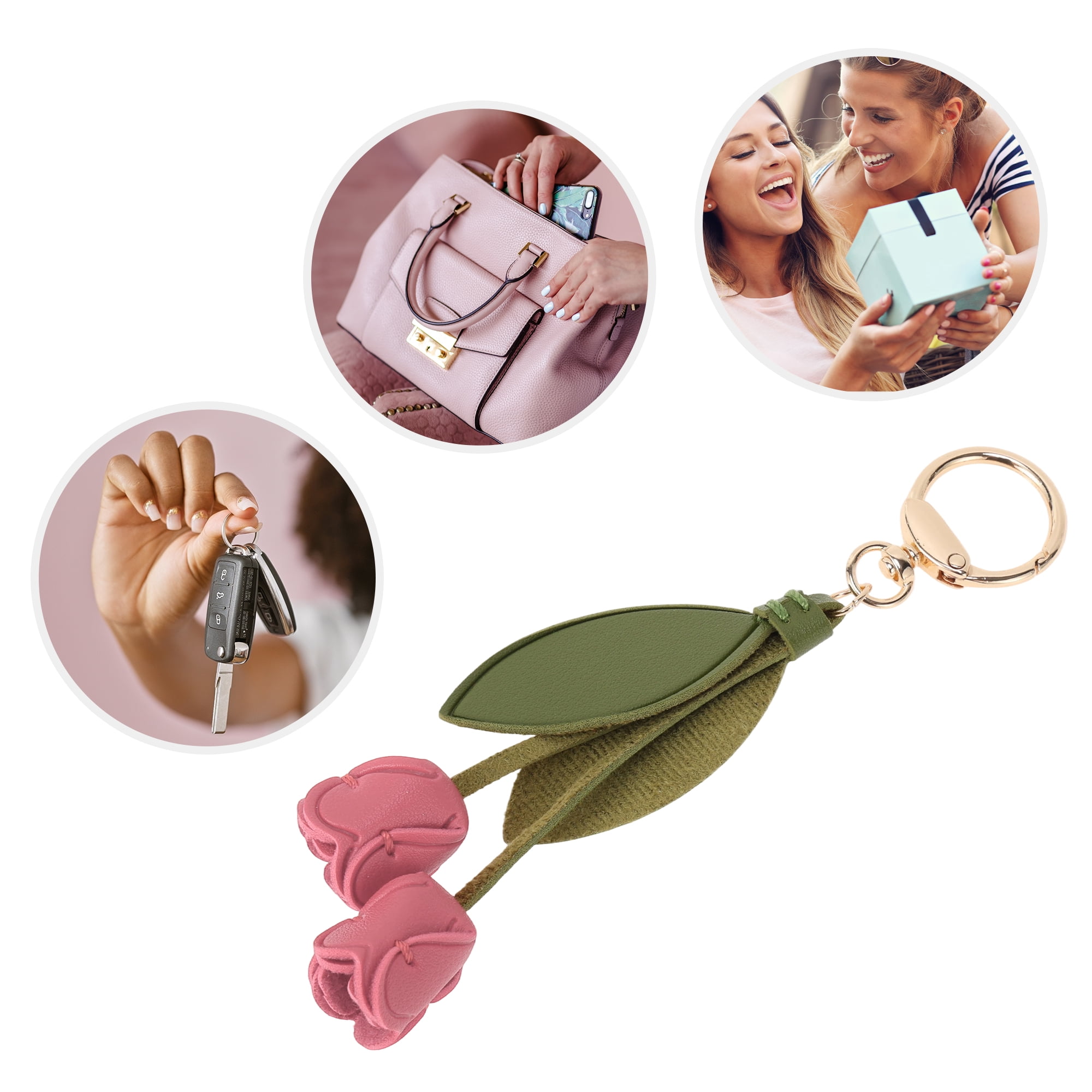 Unique Bargains Colorful Flower Leaf Handbag Charm For Any Occasion 1 Pc Rose Red