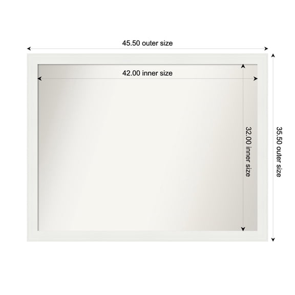 Amanti Art Custom Wall and Bathroom Mirror (35.5 x 45.5 in.), Vanity White Narrow Frame