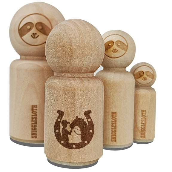 Horseshoe Horse and Boy Rubber Stamp for Scrapbooking Crafting Stamping - Mini 1/2 Inch