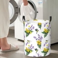 thumbnail image 5 of Sikiie Lavender Flowers Print Round Dirty Clothes Basket, Waterproof Standing Foldable Storage Basket, for Laundry Room, Bedroom, Bathroom Storage-Medium, 5 of 6