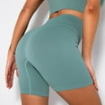 thumbnail image 6 of Women Workout Yoga Shorts Seamless Running Shorts Solid Ribbed Knit Leggings High Waist Biker Shorts Hip Lift Yoga Pants, 6 of 7