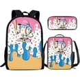 thumbnail image 3 of Backpack for School Cartoon Print 3 Piece Backpack Set School Bag with Lunch Tote and Pencil Case Pink One Size, 3 of 3
