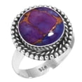 thumbnail image 1 of 925 Silver Ring For Women - Men Copper Purple Turquoise Stone Silver Ring Size 9.5 Fashion Silver Ring Size 9.5 Gift For Wife On Engagement 925 Silver Jewelry With Gemstone, 1 of 6