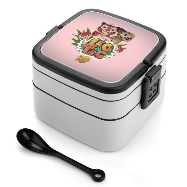 Leo y Tig Fiambrera de Doble Capa, Contenedor de Almuerzo Portátil Apilable, Almacenamiento de Alimentos Hermético a Prueba de Fugas, 1000ml