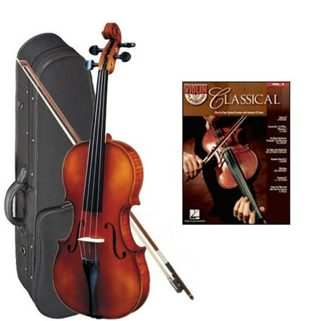 Strunal 1750 Student Violin Classical Violin Play Along Pack - 3/4 Size European Violin w/Case & Play Along