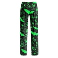 thumbnail image 4 of Halloween Costumes Pajama Pants Women Casual Drawstring Halloween Pumpkin Printed Bottoms Bat Cute Ghost Lightweight Stretchy Soft Pants Green 2XL, 4 of 6