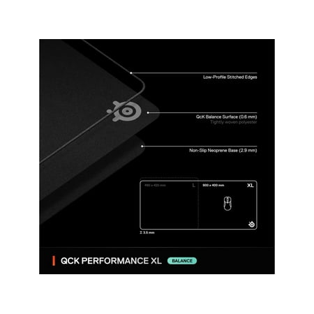 SteelSeries - QcK Performance Gaming Mouse Pad XL - Balance - Black