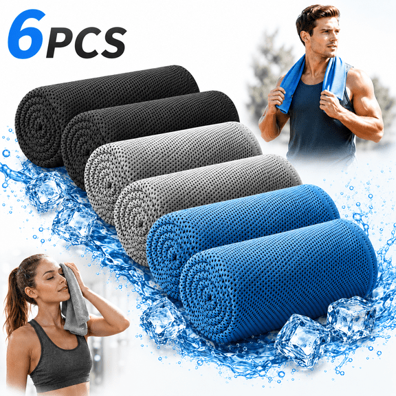 Sweat-absorbing towels, Holytech cooling towel 6 pack,Cold Towel, Microfiber Soft Breathable Chilly Ice Towel for Yoga, Golf, Gym,Fitness, & More Activiti