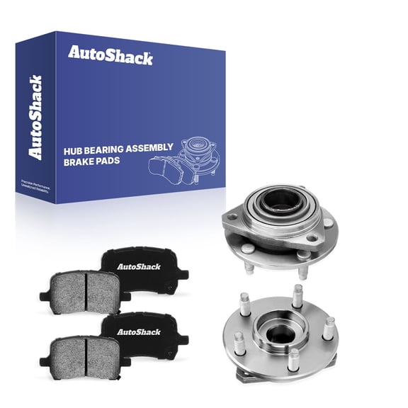 AutoShack Front Ceramic Brake Pads   Wheel Hub Bearing Assemblies without ABS Replacement for 2006-2007 Pontiac G6 2006-2007 Chevrolet Malibu 6-PC Kit