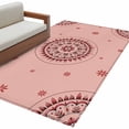 thumbnail image 2 of Pink Floral 3'x5' Washable Rug, Circular Flowers Ethnic Abstract Aesthetic Non-Slip Area Rugs for Entryway Kitchen Classroom, StainResistant Dorm Throw Carpet, Low Pile Soft Indoor Floor Mat, 2 of 9