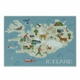 thumbnail image 1 of Iceland Cutting Board, High Detailed Typographic Map with Cultural Country Items and Animals, Decorative Tempered Glass Cutting and Serving Board, in 3 Sizes, by Ambesonne, 1 of 2
