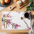 thumbnail image 2 of Pink Plum Bossom Placemats Set of 6, Ink Painting Style Flower Branche Farmhouse Non-Slip Place Mats Washable Table Mats for Kitchen Dining Table Decorations Indoor/Outdoor, 2 of 9