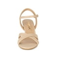thumbnail image 6 of BLISSFUL STEP Women's Shoes Kitten Heel Open Toe Cross Straps Adjustable Ankle Strap Sandals Nude 6, 6 of 7