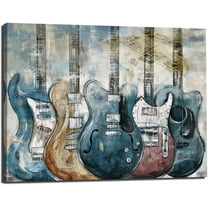 Guitar Wall Art Modern Blue Canvas Prints Musical Themed Canvas Picture Art work to Hang for bedroom Living Room office Wall Decor Size 11x15