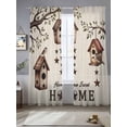 thumbnail image 2 of Sweet Home Sheer Curtains 96 Inch Length 2 Panels Set Window Treatments, Western Stars Bird Houses Farmhouse Retro Rod Pocket Semi Curtains for Living Room/Bedroom/Kitchen Décor, 104"W x 96"L, 2 of 7