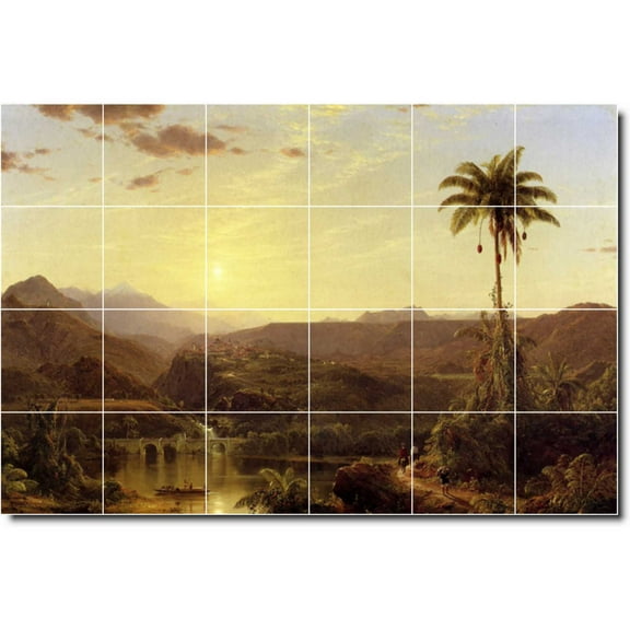 Ceramic Tile Mural-Frederic Church Landscapes Painting 238. 25.5" w x 17" h using (24) 4.25 x 4.25 ceramic tiles