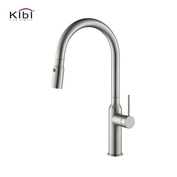 KIBI High Arc Pull Out Single Level Lead Free Brass Kitchen Faucet with Sprayer and Magnetic Docking