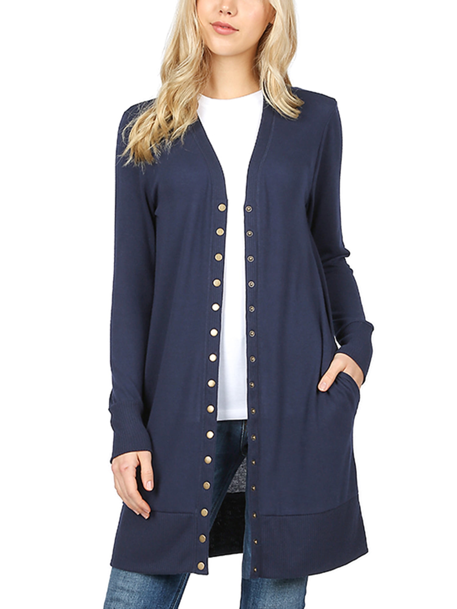 womens knee length cardigan