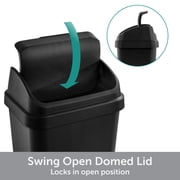 Sterilite Kitchen Trash Can, 13 Gallon Plastic Garbage Bin with Swing Top Lid, Black