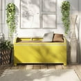 thumbnail image 6 of Furniture of America Azur Yellow Poolside Outdoor Wicker Metal Storage Bench, 6 of 10