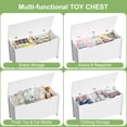 thumbnail image 3 of 31.5 inch Wooden Toy Box Kids Large Toy Chest Organizer with Safety Hinged Lid Toy Storage Trunk Case for Playroom, Bedroom, Kitchen, Living Room, White, 3 of 9