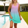 thumbnail image 4 of YunPes Girls Dress Summer Sleeveless Comfortable Casual Dress Gradient Print Children's Clothing with Pocket Vest Dress Jean Jumper Dress for Girls, 4 of 6