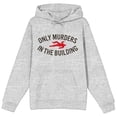 thumbnail image 5 of Only Murders In The Building Word Logo Long Sleeve Athletic Heather Hooded Sweatshirt-Small, 5 of 7