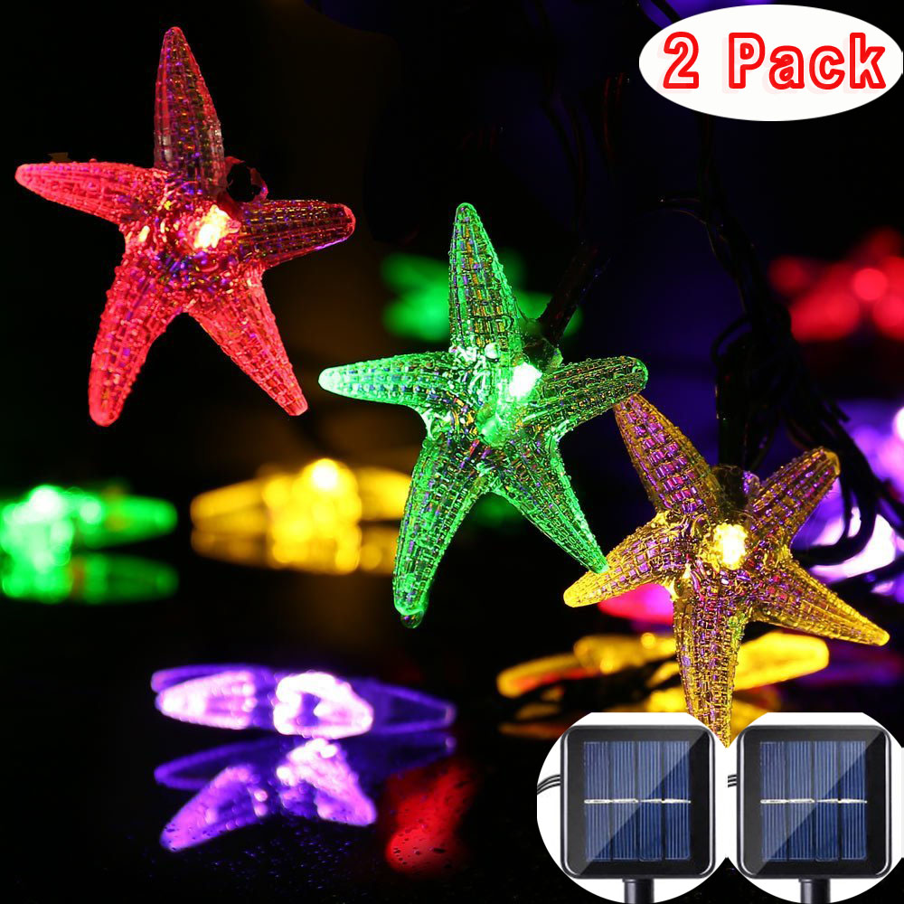 2Pack Qedertek Solar String Christmas Lights Starfish Lights 20ft 30
