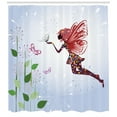 thumbnail image 3 of Butterfly Shower Curtain, Butterfly Winged Flower Built in Silhouette of Fairy and Dandelion with Tall Stem, Fabric Bathroom Set with Hooks, 69W X 70L Inches, Multicolor, by Ambesonne, 3 of 3