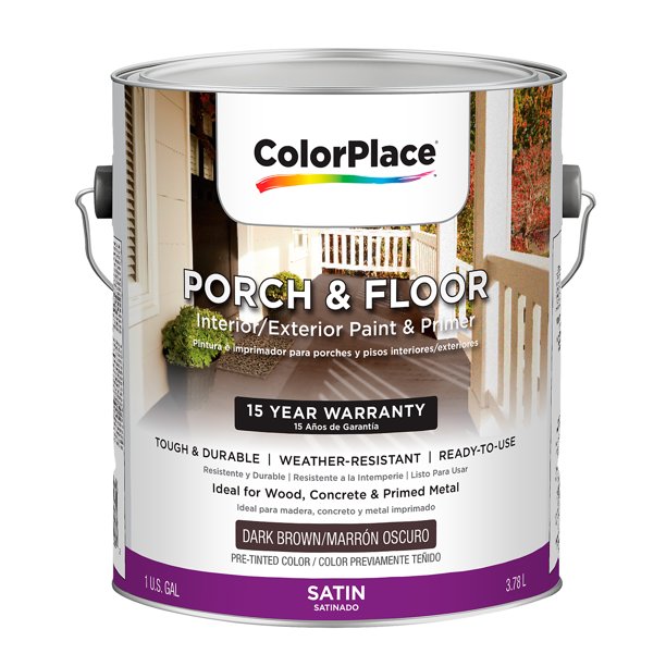 ColorPlace Satin Interior/Exterior Porch and Floor Dark Brown Paint and