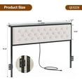 thumbnail image 2 of ARICOEASY Queen Size Storage Headboard with Charging Station, Upholstered Button Tufted Headboard, Easy Assembly, Beige, 2 of 9