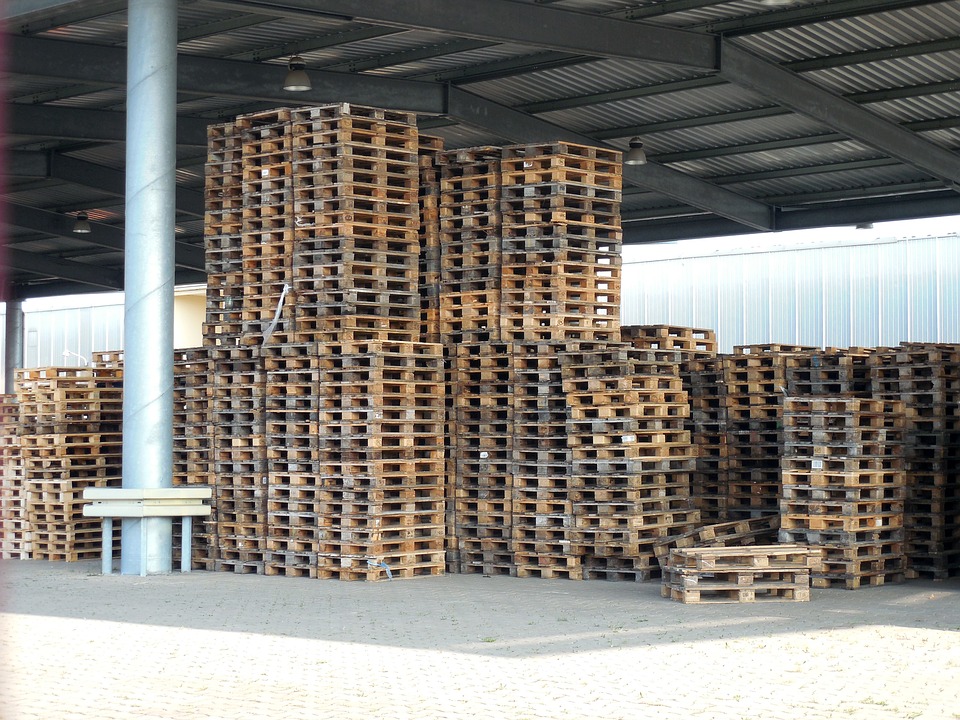 Warehouse Stack Stacked Pallets Wooden Pallets12 Inch By 18 Inch