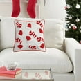 thumbnail image 4 of Twfbrm Christmas Hats & Candy Pillow Covers 18x18 Inch Soft Plush Fuzzy Christmas Decorations Luxury Jacquard Throw Pillows Pillowcases for Couch Sofa Holiday Festivals Winter on Clearance, Red White, 4 of 6