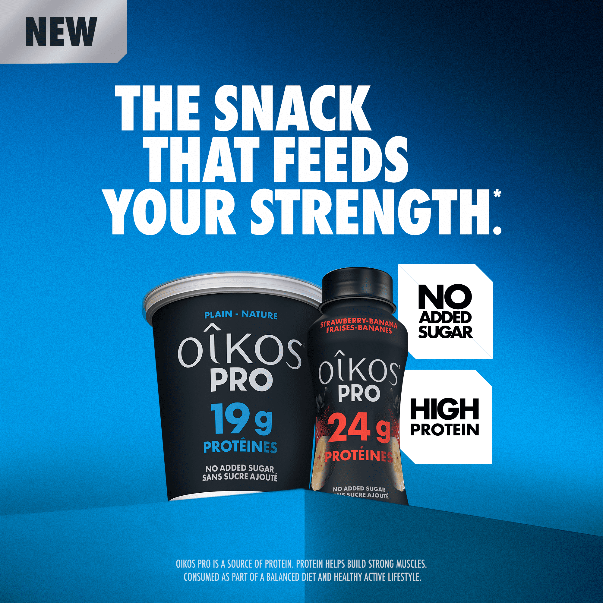 Oikos Pro Yogurt Drink, Strawberry-Banana, High Protein, 300ml