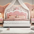 thumbnail image 2 of Jopath Full Size Upholstered Bed, Princess Platform Bed with Headboard, Crown Headboard Design for Toddler Kids Teens Cream, 2 of 9